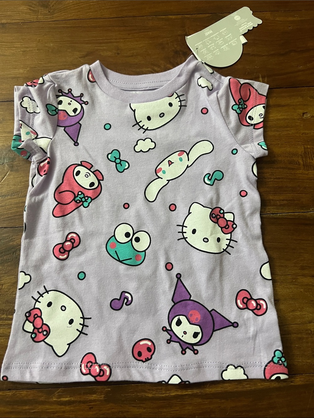 Hello Kitty Lavender Short Sleeve Tee with Character Allover Print